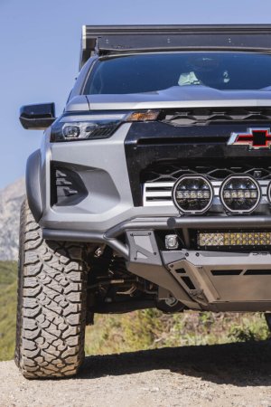 Chevrolet Colorado ZR2 Front Bumper - DV8 Offroad - Tube with Skid Plates - Micro-Texture Black with Gray Accents - `23-`26 Chevrolet Colorado ZR2 Front Bumper - DV8 Offroad - Tube with Skid Plates - Micro-Texture Black with Gray Accents - `23-`26